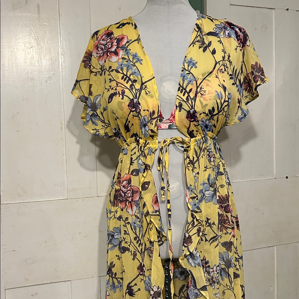 Vint No Boundaries Tie Front Hi Low Dress Peasant Overdress Hippie Boho Festival - Picture 4 of 6